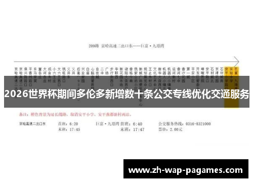 2026世界杯期间多伦多新增数十条公交专线优化交通服务